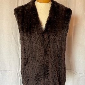 Paula Lishman designer beaver fur knitted vest size L ombré walnut brown